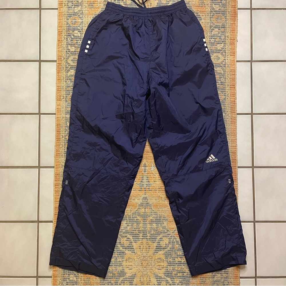 Vintage Adidas Windbreaker Pants 035 Navy Blue/White Medium